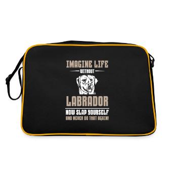 Imagine Life without Labrador - Retro Tasche - Schwarz/Gold - Hinten