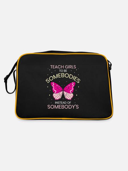 Teach girls to be somebodies instead of somebody's - Retro Tasche - Schwarz/Gold - Hinten