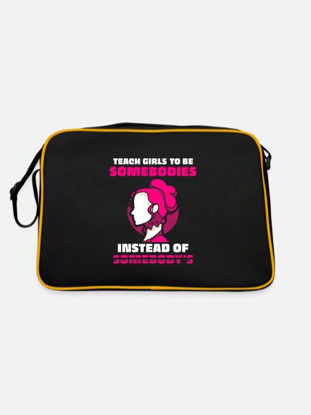 Teach girls to be somebodies instead of somebody's - Retro Tasche - Schwarz/Gold - Hinten