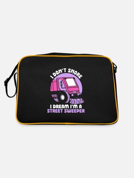 I don't snore I dream I'm a street sweeper - Retro Tasche - Schwarz/Gold - Hinten