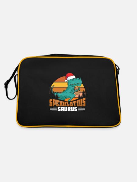 Spekulatius Saurus - Retro Tasche - Schwarz/Gold - Hinten