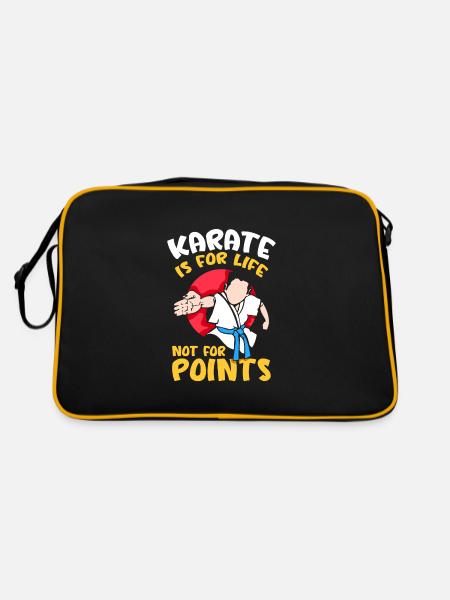 Karate is for life, not for points - Retro Tasche - Schwarz/Gold - Hinten