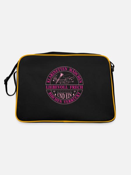 Klarinette Klarinettenspieler Klarinettist - Retro Tasche - Schwarz/Gold - Hinten