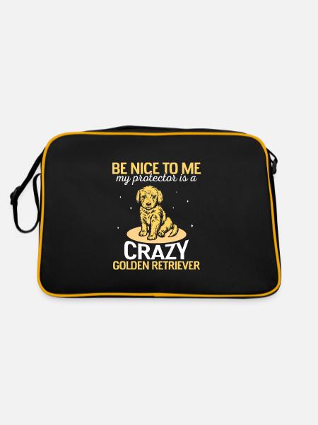 crazy Golden retriever - Retro Tasche - Schwarz/Gold