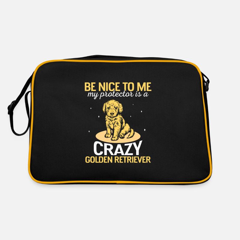 crazy Golden retriever - Retro Tasche - Schwarz/Gold