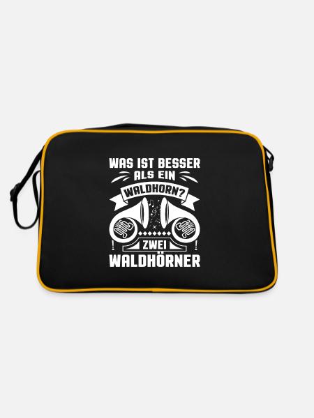 Waldhorn Waldhornspieler Hornist - Retro Tasche - Schwarz/Gold - Hinten