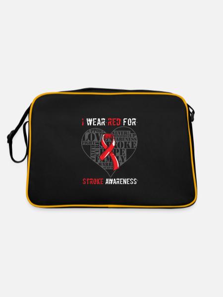 I wear red for stroke awareness - Retro Tasche - Schwarz/Gold - Hinten