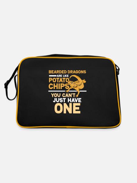 Bearded Dragons are like potato chips - Retro Tasche - Schwarz/Gold - Hinten