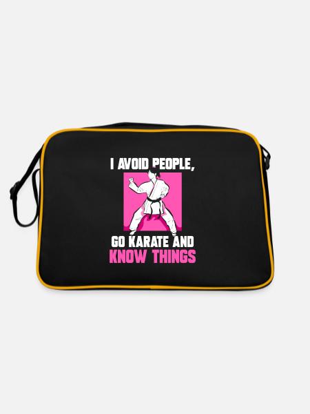 I avoid people go Karate and know things - Retro Tasche - Schwarz/Gold - Hinten