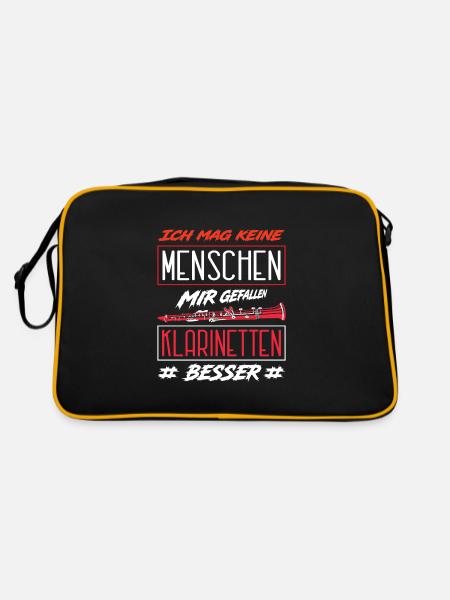 Klarinette Klarinettenspieler Klarinettist - Retro Tasche - Schwarz/Gold - Hinten