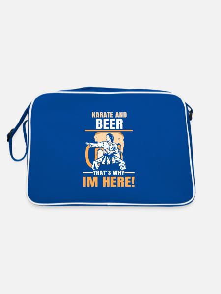 Karate and Beer - That´s why im here! - Retro Tasche - Blau/Weiß - Hinten