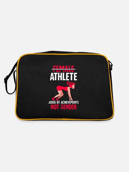 Female athlete judge by achievements not gender - Retro Tasche - Schwarz/Gold - Hinten