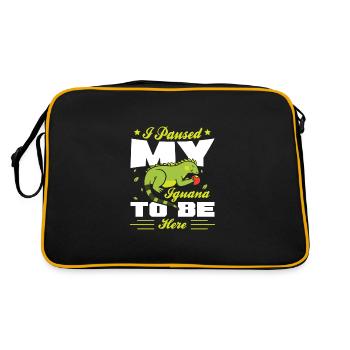 I Paused my Iguana to be here - Retro Tasche - Schwarz/Gold - Hinten