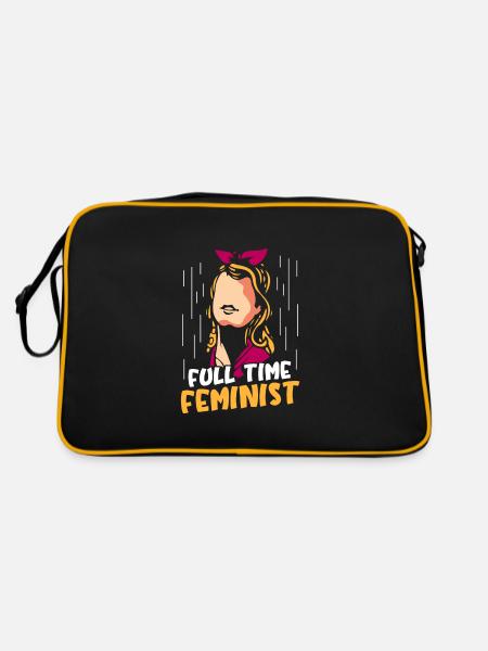 Full time feminist - Retro Tasche - Schwarz/Gold - Hinten