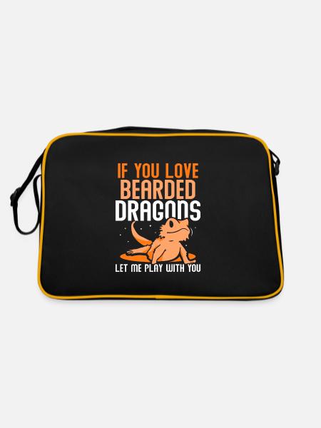 If you love Bearded Dragons - Retro Tasche - Schwarz/Gold - Hinten