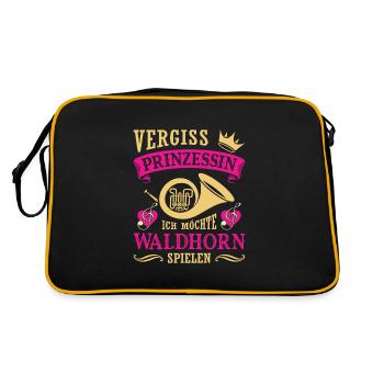 Waldhorn Waldhornspieler Hornist - Retro Tasche - Schwarz/Gold - Hinten