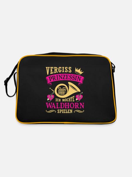 Waldhorn Waldhornspieler Hornist - Retro Tasche - Schwarz/Gold - Hinten