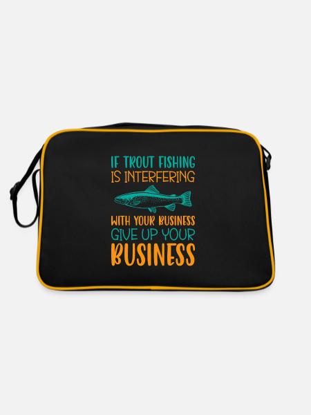 if trout fishing is interfering with your business - Retro Tasche - Schwarz/Gold - Hinten
