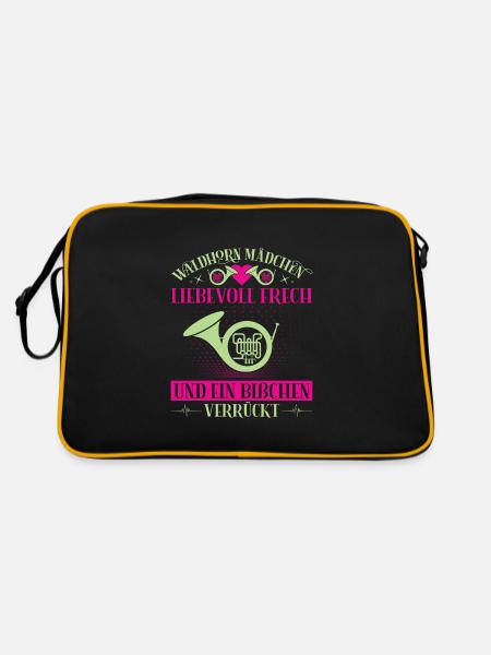 Waldhorn Waldhornspieler Hornist - Retro Tasche - Schwarz/Gold - Hinten