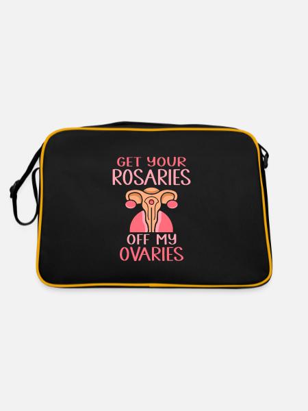 get your rosaries off my ovaries - Retro Tasche - Schwarz/Gold - Hinten