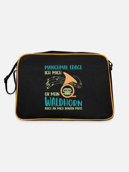 Waldhorn Waldhornspieler Hornist - Retro Tasche - Schwarz/Gold - Hinten