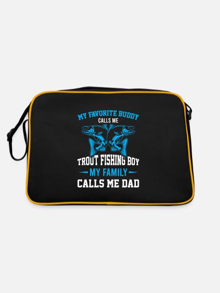 Trout Fishing Dad - Retro Tasche - Schwarz/Gold - Hinten