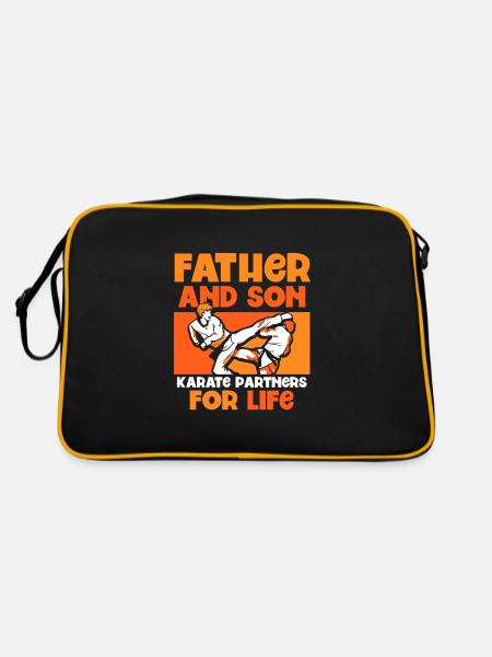 Father and Son - Karate partners for life - Retro Tasche - Schwarz/Gold - Hinten