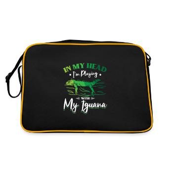 Life is better with a Iguana - Retro Tasche - Schwarz/Gold - Hinten