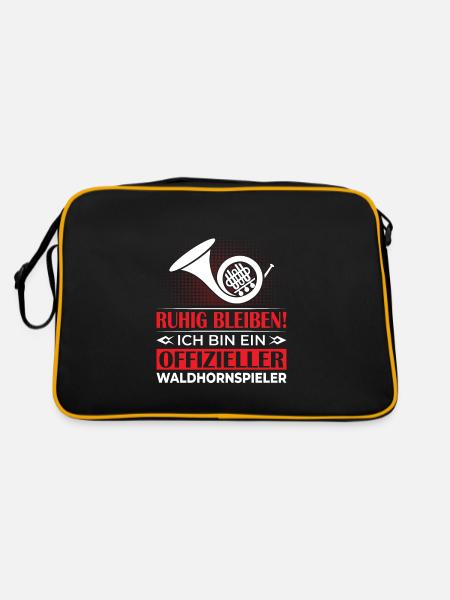 Waldhorn Waldhornspieler Hornist - Retro Tasche - Schwarz/Gold - Hinten