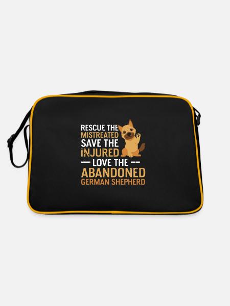 love the abandoned German Shepherd - Retro Tasche - Schwarz/Gold - Hinten