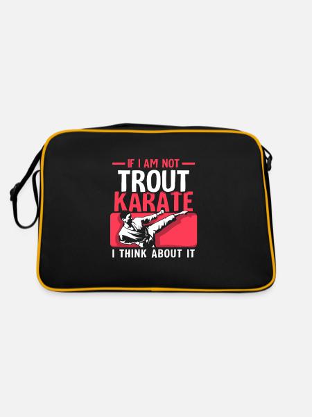 If I Am Not trout Karate i think about it - Retro Tasche - Schwarz/Gold - Hinten