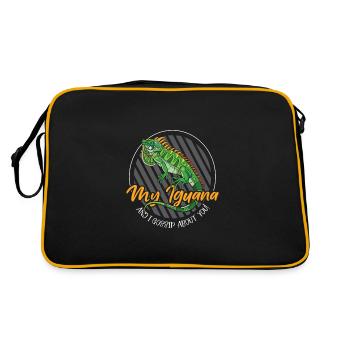 I would never hurt an Iguana - Retro Tasche - Schwarz/Gold - Hinten