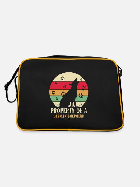 Property of a german shepherd - Retro Tasche - Schwarz/Gold - Hinten