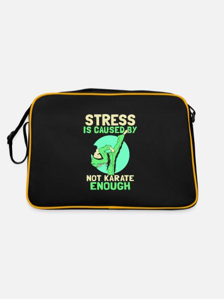 Stress is caused by not Karate enough - Retro Tasche - Schwarz/Gold - Hinten