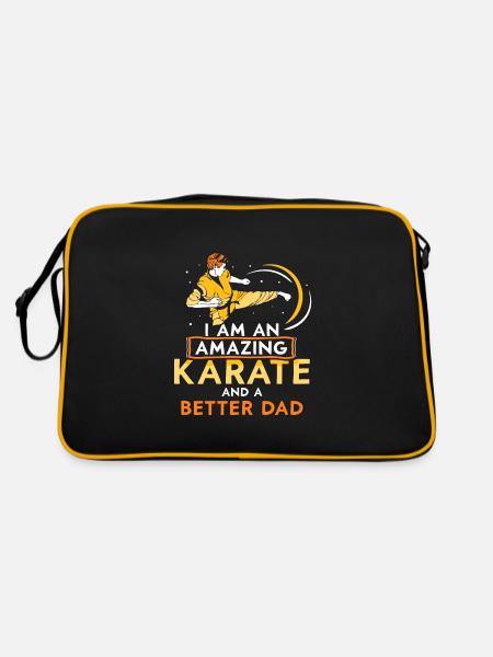 I am an amazing Karate and a better dad - Retro Tasche - Schwarz/Gold - Hinten