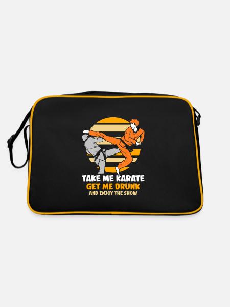 Take Me Karate get me drunk - Retro Tasche - Schwarz/Gold - Hinten