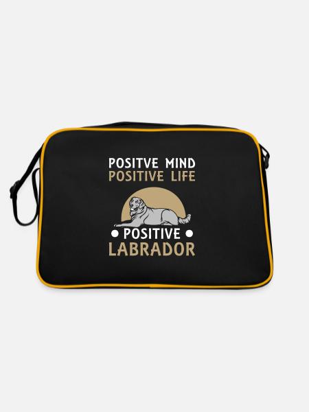 positve mind positive life positive Labrador - Retro Tasche - Schwarz/Gold - Hinten