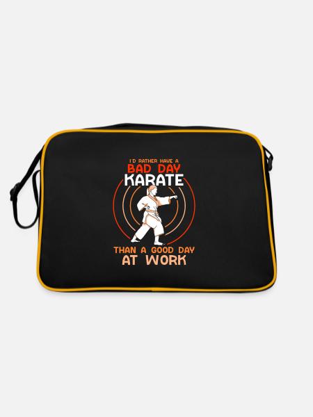 Karate than a good day at work - Retro Tasche - Schwarz/Gold - Hinten