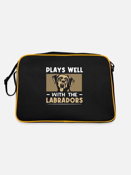 plays well with the Labradors - Retro Tasche - Schwarz/Gold - Hinten
