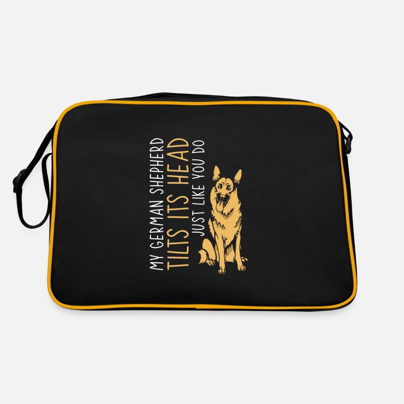 my German Shepherd tilts its head just like you do Retro Tasche
