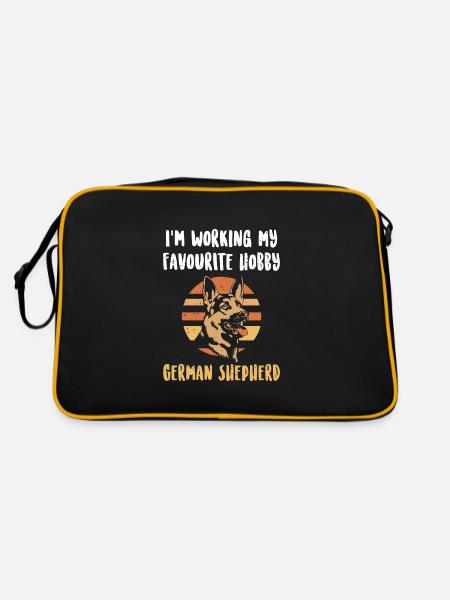 I'm working my favourite hobby German Shepherd - Retro Tasche - Schwarz/Gold - Hinten