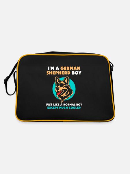 Im a German Shepherd boy - Retro Tasche - Schwarz/Gold - Hinten