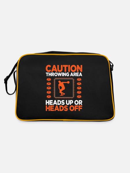 Caution Throwing AreaDiskus werfen - Retro Tasche - Schwarz/Gold - Hinten