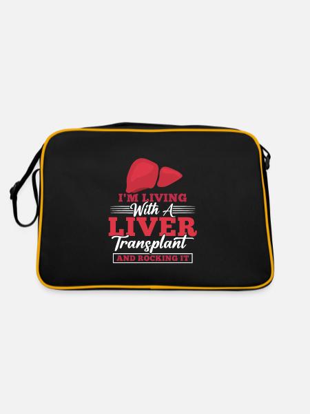 I'm Living With A Liver Transplant And Rocking It - Retro Tasche - Schwarz/Gold - Hinten