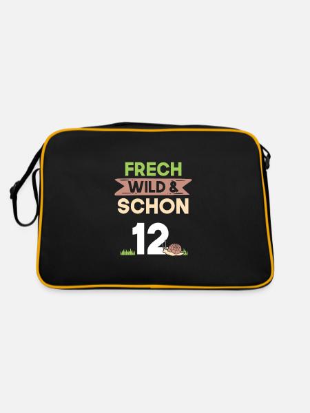 12 Jahre Geburtstag Junge Mädchen Schnecke - Retro Tasche - Schwarz/Gold - Hinten