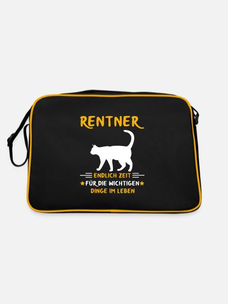 Rentner Rente Rentenbeginn Katze Katzenbesitzer - Retro Tasche - Schwarz/Gold