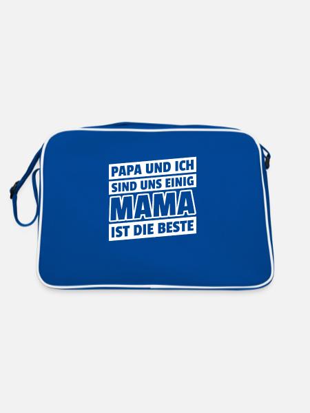 Mama ist die beste Muttertag - Retro Tasche - Blau/Weiß - Hinten