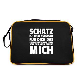 Schatz ich habe versucht dich das perfekt Geschenk - Retro Tasche - Schwarz/Gold - Hinten