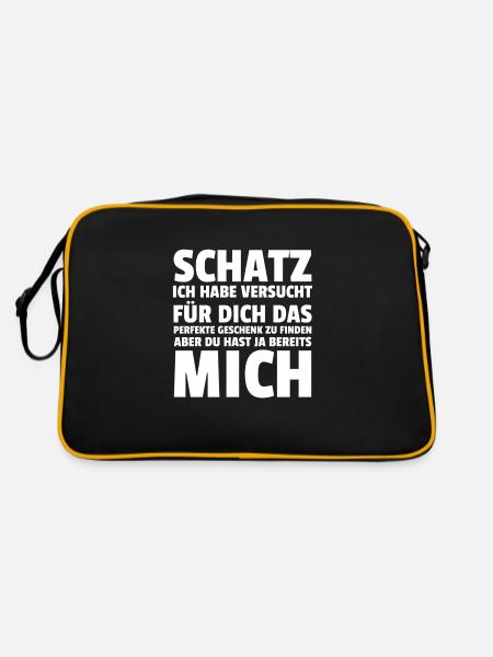 Schatz ich habe versucht dich das perfekt Geschenk - Retro Tasche - Schwarz/Gold - Hinten