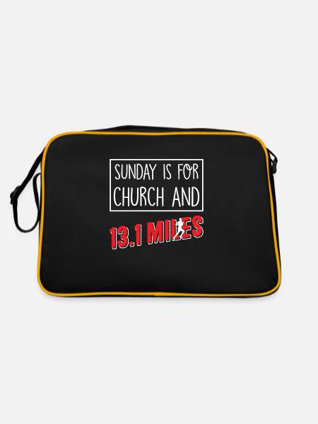 Sunday is for church Half Marathon - Retro Tasche - Schwarz/Gold - Hinten